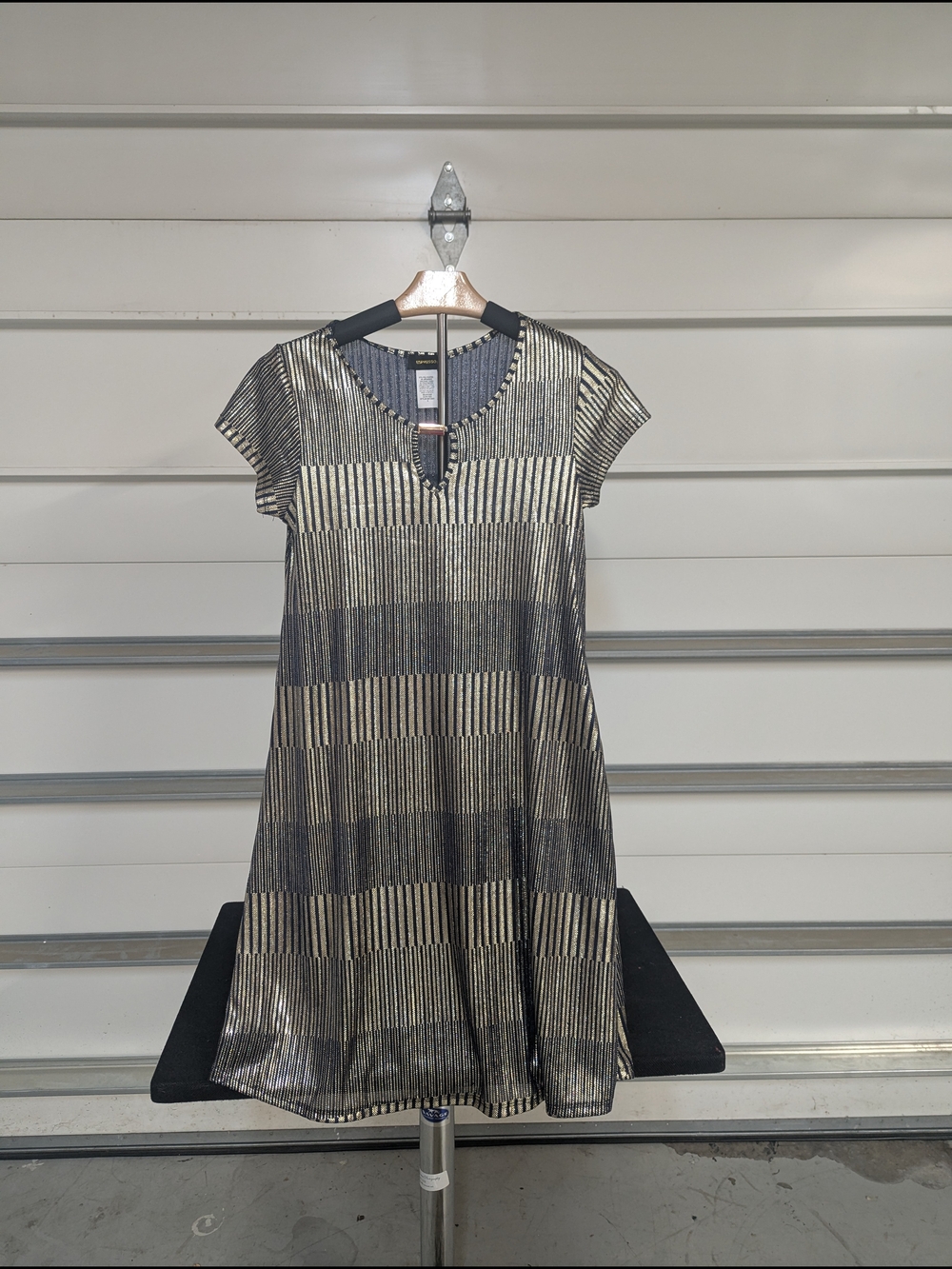 Espresso Black and Gold Striped Mini Dress